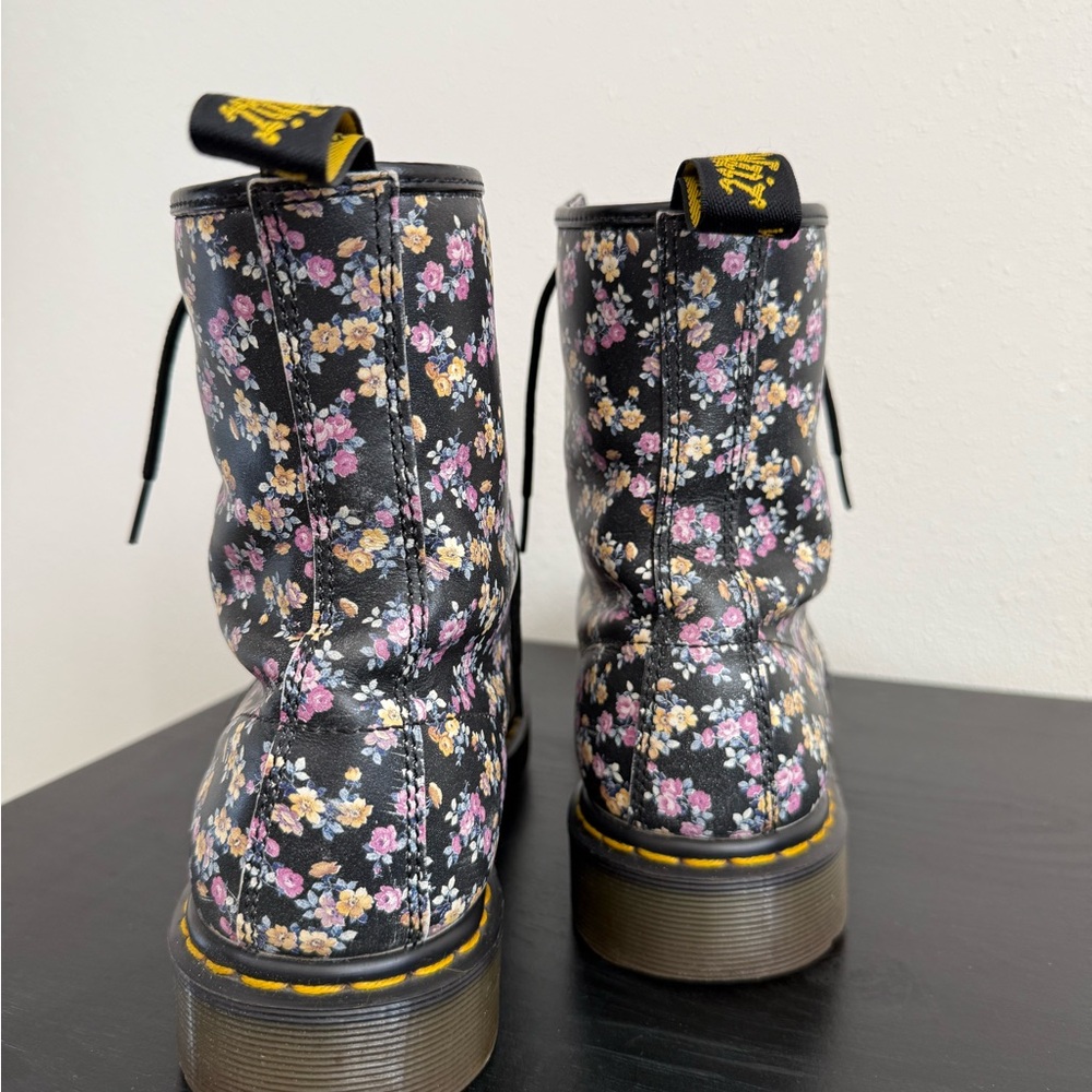 Dr. Martens 1460 Floral Lace Up Combat Boots US 10 Black Multi - Picture 4 of 10